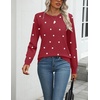 Zeagoo Womens Sweaters Long Sleeve Tops Classic Fall Clothes Crewneck Tops(Polka Dot-red)