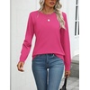 Zeagoo Womens Sweaters Long Sleeve Tops Classic Fall Clothes Crewneck Tops(Rose Red)
