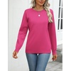 Zeagoo Womens Sweaters Long Sleeve Tops Classic Fall Clothes Crewneck Tops(Rose Red)