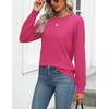 Zeagoo Womens Sweaters Long Sleeve Tops Classic Fall Clothes Crewneck Tops(Rose Red)