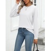 Zeagoo Womens Sweaters Long Sleeve Tops Classic Fall Clothes Crewneck Tops(White)