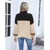 Zeagoo Women’s Turtleneck Sweater 2025 Fall Winter Chunky Knit Sweaters Casual Side Slit Pullover Jumper Top(Apricot Black Stripe)
