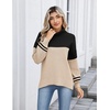 Zeagoo Women’s Turtleneck Sweater 2025 Fall Winter Chunky Knit Sweaters Casual Side Slit Pullover Jumper Top(Apricot Black Stripe)