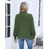 Zeagoo Women’s Turtleneck Sweater 2025 Fall Winter Chunky Knit Sweaters Casual Side Slit Pullover Jumper Top(Army Green)