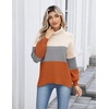 Zeagoo Women’s Turtleneck Sweater 2025 Fall Winter Chunky Knit Sweaters Casual Side Slit Pullover Jumper Top(Colorblock 278)
