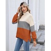 Zeagoo Women’s Turtleneck Sweater 2025 Fall Winter Chunky Knit Sweaters Casual Side Slit Pullover Jumper Top(Colorblock 278)