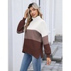 Zeagoo Women’s Turtleneck Sweater 2025 Fall Winter Chunky Knit Sweaters Casual Side Slit Pullover Jumper Top(Colorblock 284)