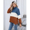 Zeagoo Women’s Turtleneck Sweater 2025 Fall Winter Chunky Knit Sweaters Casual Side Slit Pullover Jumper Top(Colorblock 458)
