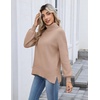 Zeagoo Women’s Turtleneck Sweater 2025 Fall Winter Chunky Knit Sweaters Casual Side Slit Pullover Jumper Top(Khaki)
