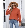 Zeagoo Women’s Turtleneck Sweater 2025 Fall Winter Chunky Knit Sweaters Casual Side Slit Pullover Jumper Top(Orange)