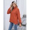 Zeagoo Women’s Turtleneck Sweater 2025 Fall Winter Chunky Knit Sweaters Casual Side Slit Pullover Jumper Top(Orange)