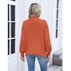Zeagoo Women’s Turtleneck Sweater 2025 Fall Winter Chunky Knit Sweaters Casual Side Slit Pullover Jumper Top(Orange)