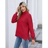 Zeagoo Women’s Turtleneck Sweater 2025 Fall Winter Chunky Knit Sweaters Casual Side Slit Pullover Jumper Top(Red)