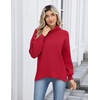 Zeagoo Women’s Turtleneck Sweater 2025 Fall Winter Chunky Knit Sweaters Casual Side Slit Pullover Jumper Top(Red)