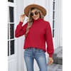 Zeagoo Women’s Turtleneck Sweater 2025 Fall Winter Chunky Knit Sweaters Casual Side Slit Pullover Jumper Top(Red)