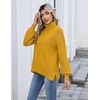 Zeagoo Women’s Turtleneck Sweater 2025 Fall Winter Chunky Knit Sweaters Casual Side Slit Pullover Jumper Top(Yellow)