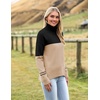 Zeagoo Women’s Turtleneck Sweater 2026 Fall Winter Chunky Knitted Pullover(Apricot Black Stripe)