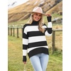Zeagoo Women’s Turtleneck Sweater 2026 Fall Winter Chunky Knitted Pullover(Black Stripe)