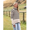 Zeagoo Women’s Turtleneck Sweater 2026 Fall Winter Chunky Knitted Pullover(Striped Beige)