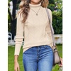 Zeagoo Women’s Turtleneck Sweater Fall Winter 2026 Long Sleeve Chunky Knitted Trendy Pullover Tops(Beige)