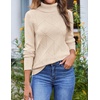 Zeagoo Women’s Turtleneck Sweater Fall Winter 2026 Long Sleeve Chunky Knitted Trendy Pullover Tops(Beige)
