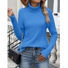 Zeagoo Women’s Turtleneck Sweater Fall Winter 2026 Long Sleeve Chunky Knitted Trendy Pullover Tops(Blue)