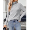 Zeagoo Women’s Turtleneck Sweater Fall Winter 2026 Long Sleeve Chunky Knitted Trendy Pullover Tops(Gray)