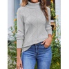 Zeagoo Women’s Turtleneck Sweater Fall Winter 2026 Long Sleeve Chunky Knitted Trendy Pullover Tops(Gray)
