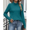 Zeagoo Women’s Turtleneck Sweater Fall Winter 2026 Long Sleeve Chunky Knitted Trendy Pullover Tops(Lake Blue)