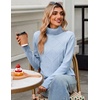 Zeagoo Women’s Turtleneck Sweater Fall Winter 2026 Long Sleeve Chunky Knitted Trendy Pullover Tops(Light Blue)