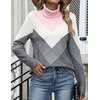 Zeagoo Women’s Turtleneck Sweater Fall Winter 2026 Long Sleeve Chunky Knitted Trendy Pullover Tops(Pink Gray)