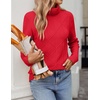 Zeagoo Women’s Turtleneck Sweater Fall Winter 2026 Long Sleeve Chunky Knitted Trendy Pullover Tops(Red)