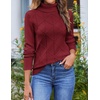 Zeagoo Women’s Turtleneck Sweater Fall Winter 2026 Long Sleeve Chunky Knitted Trendy Pullover Tops(Wine Red)