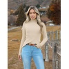 Zeagoo Women’s Turtleneck Sweaters 2026 Fall Fitted Long Sleeve Basic Tops(Beige)