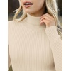 Zeagoo Women’s Turtleneck Sweaters 2026 Fall Fitted Long Sleeve Basic Tops(Beige)
