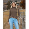 Zeagoo Women’s Turtleneck Sweaters 2026 Fall Fitted Long Sleeve Basic Tops(Brown)