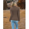 Zeagoo Women’s Turtleneck Sweaters 2026 Fall Fitted Long Sleeve Basic Tops(Brown)