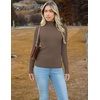Zeagoo Women’s Turtleneck Sweaters 2026 Fall Fitted Long Sleeve Basic Tops(Brown)