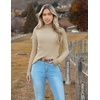 Zeagoo Women’s Turtleneck Sweaters 2026 Fall Fitted Long Sleeve Basic Tops(Khaki)