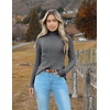 Zeagoo Women’s Turtleneck Sweaters 2026 Fall Fitted Long Sleeve Basic Tops(Light Grey)