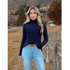 Zeagoo Women’s Turtleneck Sweaters 2026 Fall Fitted Long Sleeve Basic Tops(Navy)