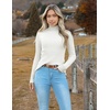 Zeagoo Women’s Turtleneck Sweaters 2026 Fall Fitted Long Sleeve Basic Tops(White)