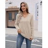 Zeagoo Womens V Neck Sweaters Long Sleeve Lightweight with Buttons Oufits(Almond)