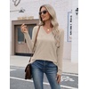 Zeagoo Womens V Neck Sweaters Long Sleeve Lightweight with Buttons Oufits(Almond)