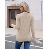 Zeagoo Womens V Neck Sweaters Long Sleeve Lightweight with Buttons Oufits(Almond)