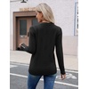 Zeagoo Womens V Neck Sweaters Long Sleeve Lightweight with Buttons Oufits(Black)