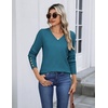 Zeagoo Womens V Neck Sweaters Long Sleeve Lightweight with Buttons Oufits(Blue)