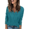 Zeagoo Womens V Neck Sweaters Long Sleeve Lightweight with Buttons Oufits(Blue)