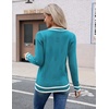 Zeagoo Womens V Neck Sweaters Long Sleeve Lightweight with Buttons Oufits(Blue-white)