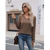 Zeagoo Womens V Neck Sweaters Long Sleeve Lightweight with Buttons Oufits(Brown)